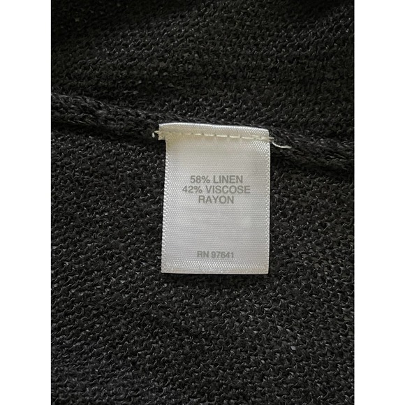 J.Jill Black Linen Blend Open Front Knit Cardigan Blend Pockets Sz XS #4093 - Picture 6 of 11
